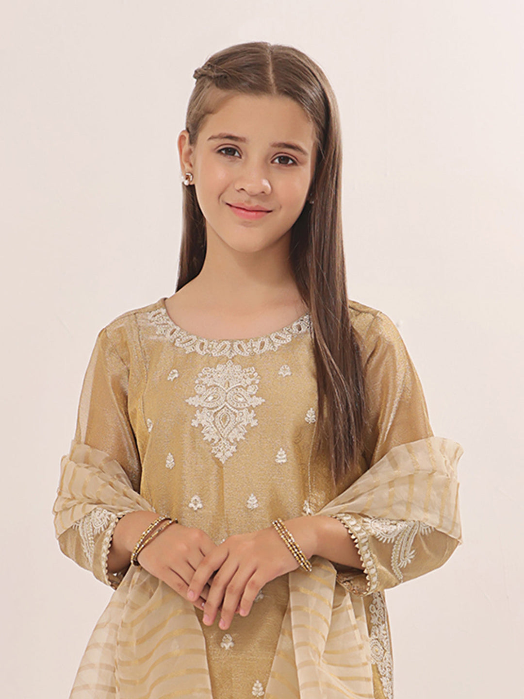 Oaks - Embroidered Suit Pret Zari Golden  - 3 Piece