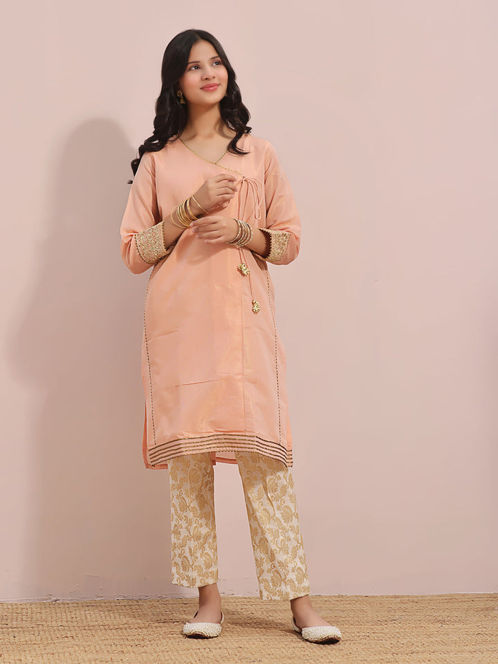 Oaks - Fancy Pret Kurti Masoori Peach  - 1 Piece
