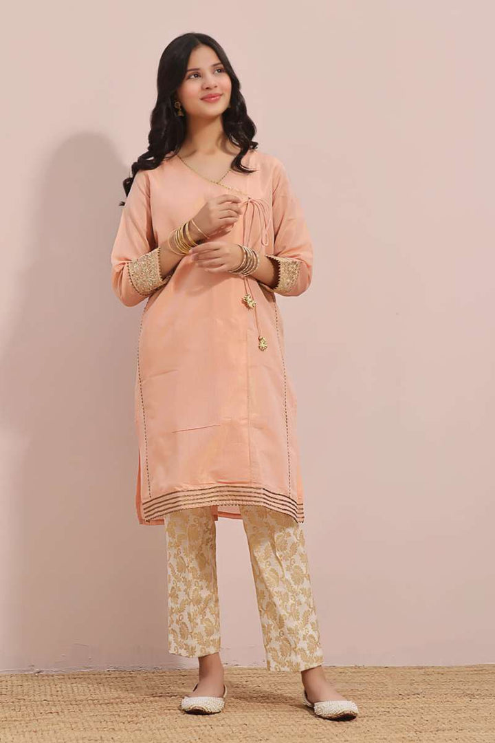 Oaks - Fancy Pret Kurti Masoori Peach  - 1 Piece