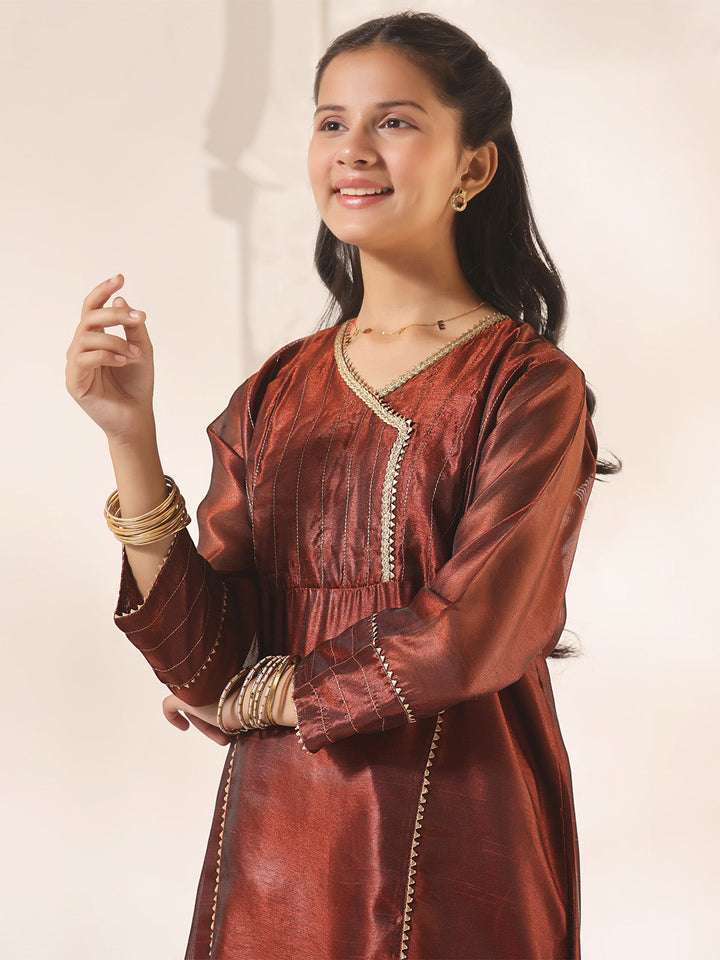 Oaks - Fancy Pret Kurti Masoori Maroon  - 1 Piece