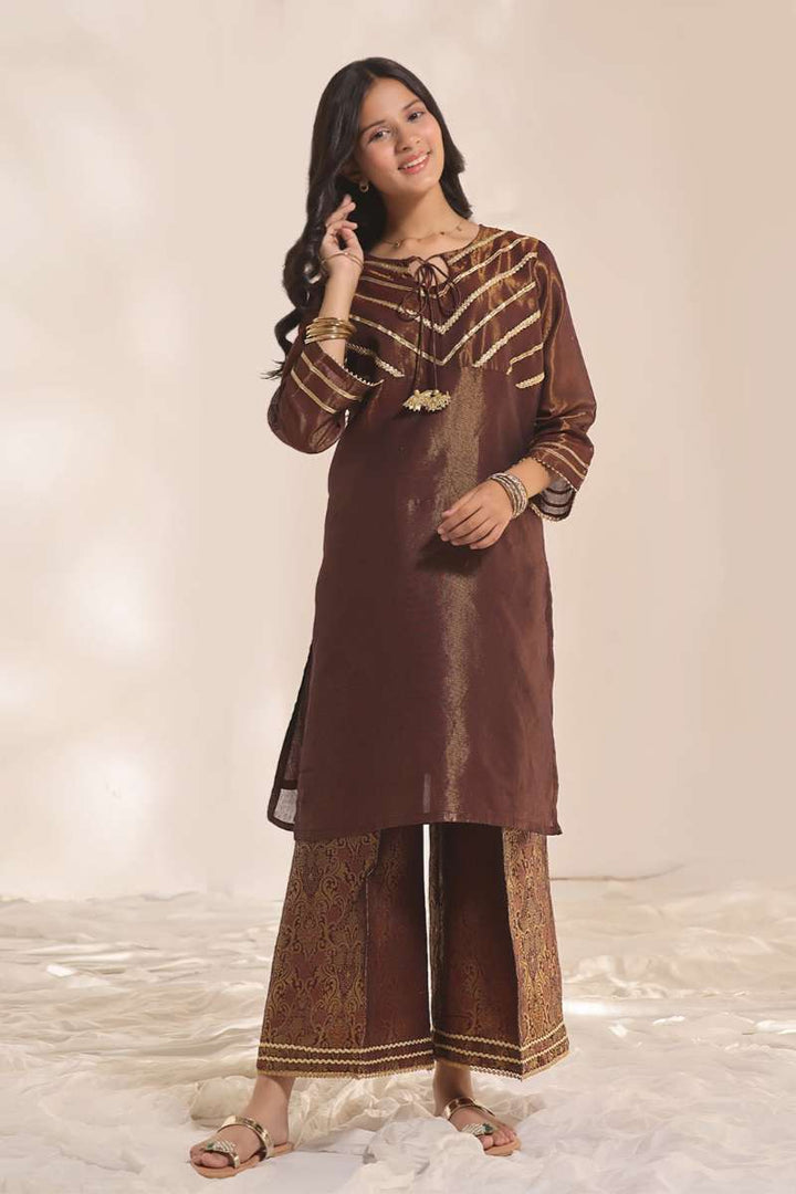 Oaks - Fancy Pret Kurti Masoori Maroon  - 1 Piece