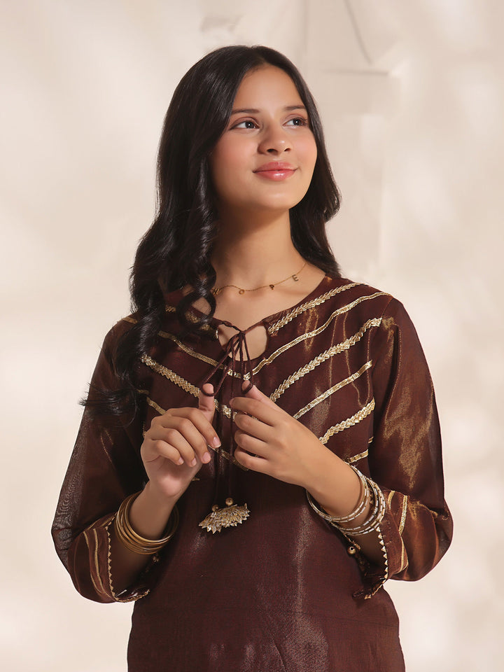 Oaks - Fancy Pret Kurti Masoori Maroon  - 1 Piece