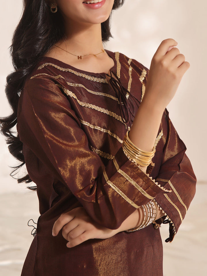 Oaks - Fancy Pret Kurti Masoori Maroon  - 1 Piece