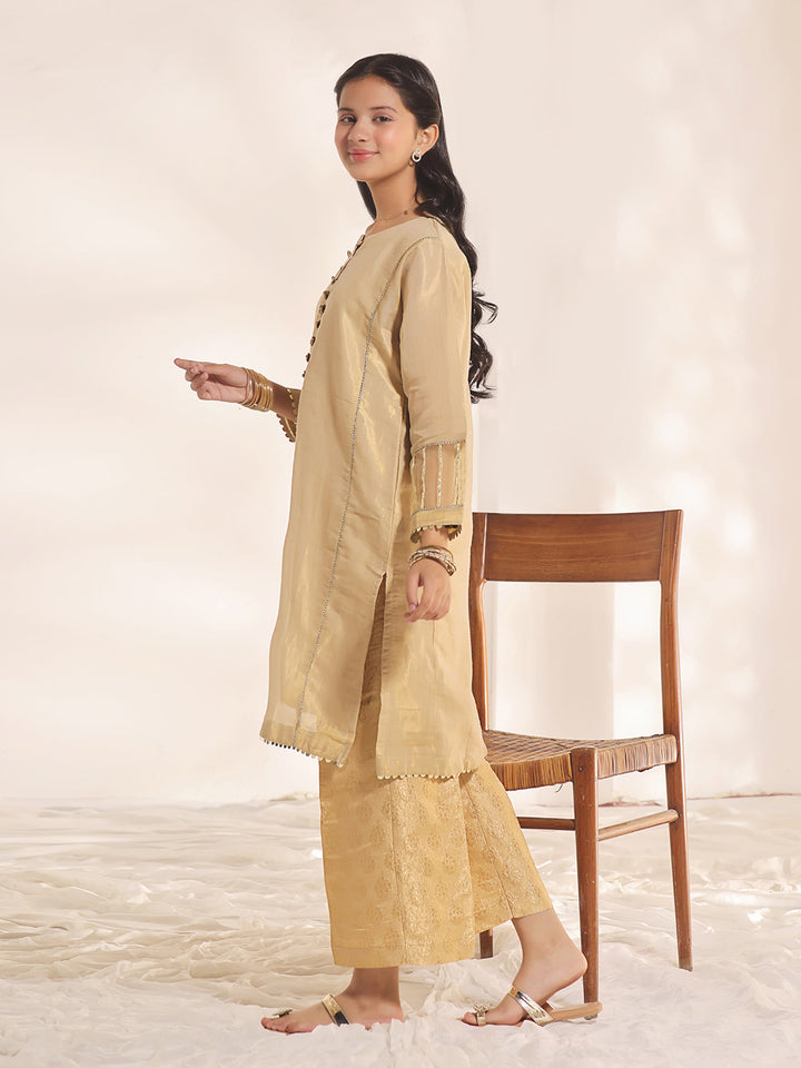 Oaks - Fancy Pret Kurti Masoori Golden  - 1 Piece