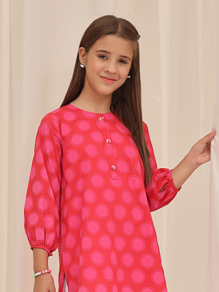 Oaks - Printed Pret Kurti Cotton Dark Orange  - 1 Piece