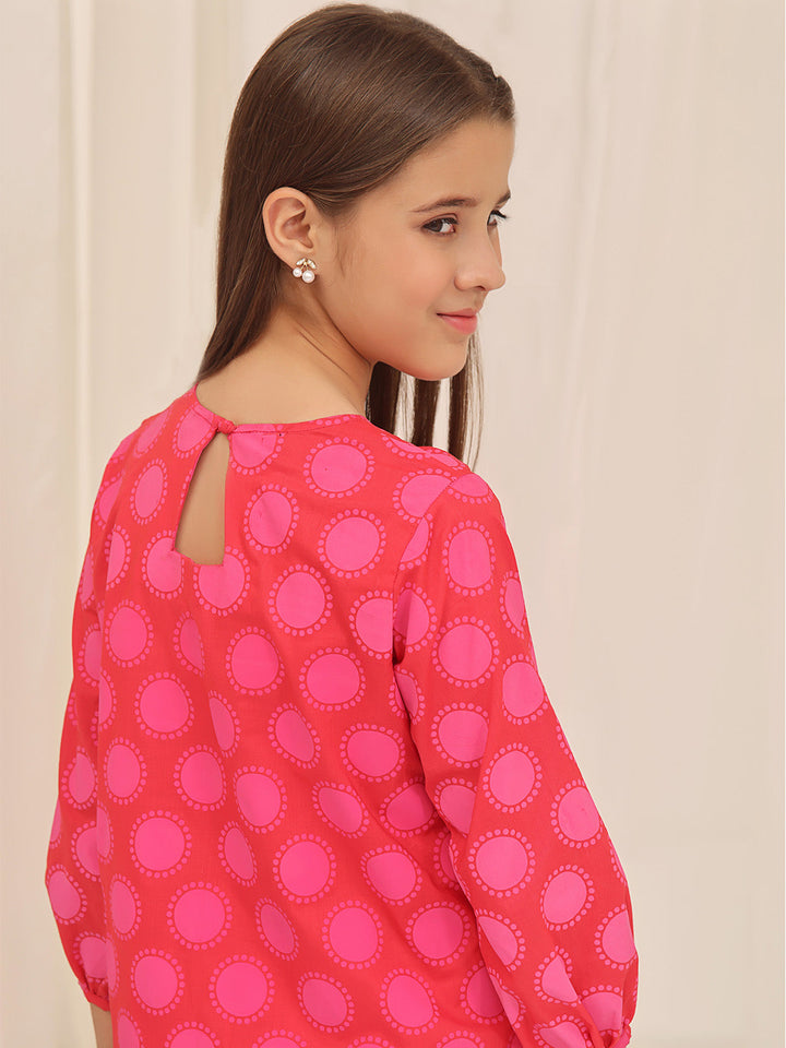 Oaks - Printed Pret Kurti Cotton Dark Orange  - 1 Piece