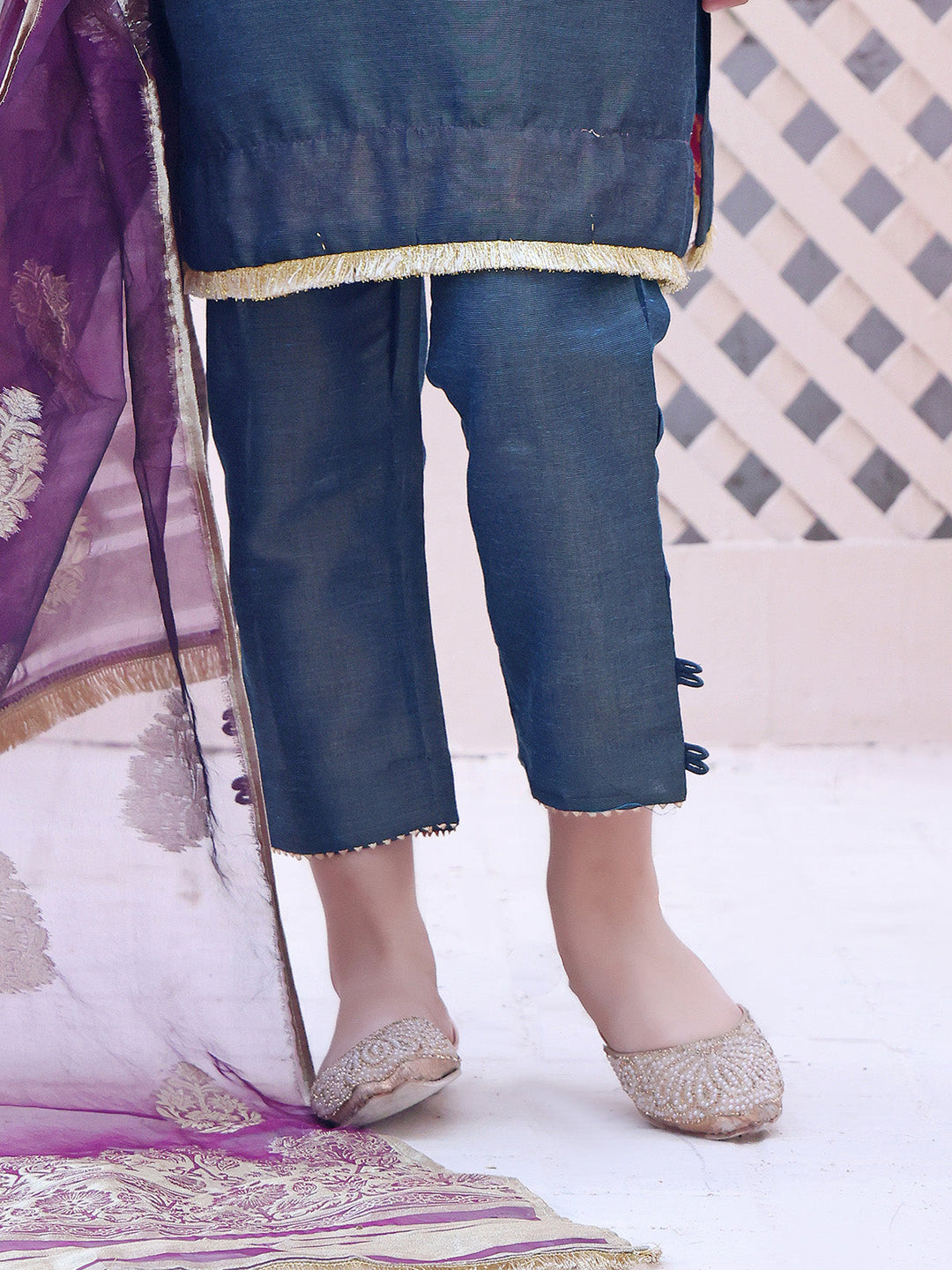 Oaks - Girls' Navy Blue Masoori Trouser  - 1 Piece