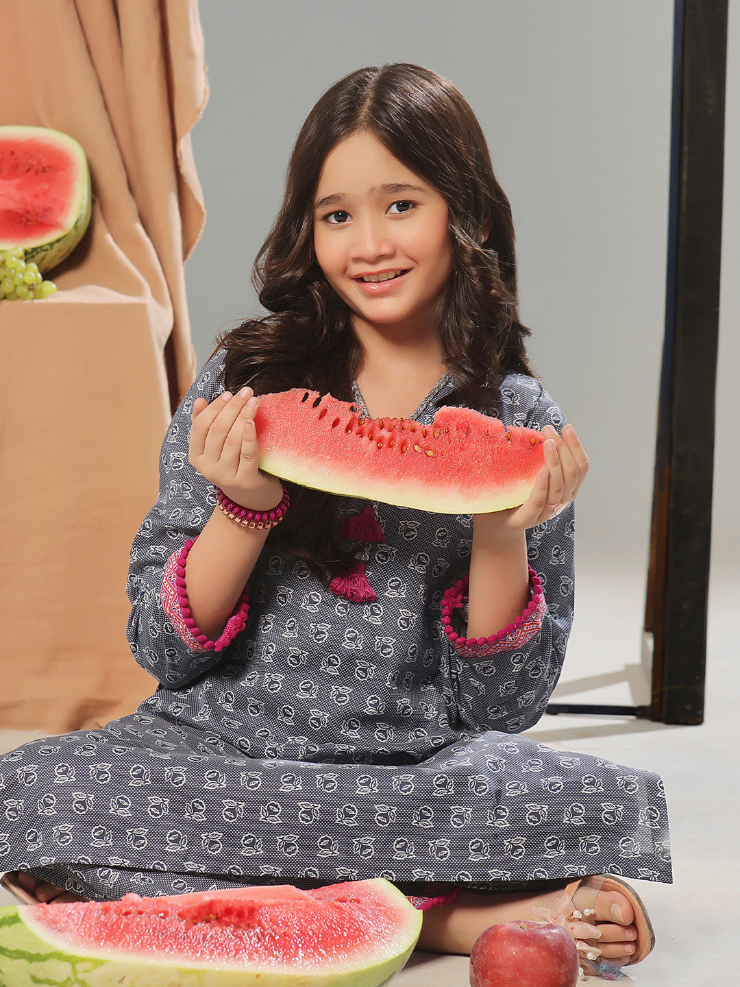 Oaks - Printed Pret Shirt Trouser Dobby Navy Blue  - 2 Piece