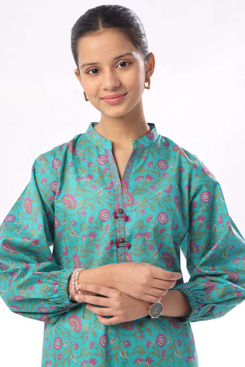 Oaks - Printed Pret Shirt Trouser Dobby Green  - 2 Piece