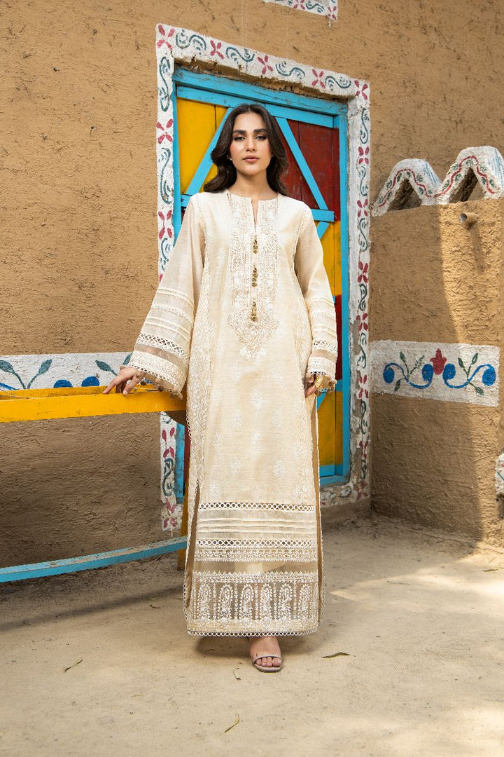 Laleen - Glided Glow Cotton Silk Suit For Women - Beige - 3 Piece