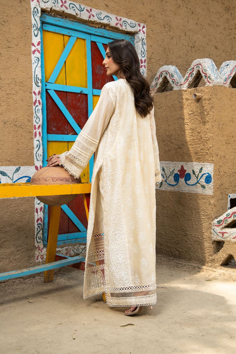 Laleen - Glided Glow Cotton Silk Suit For Women - Beige - 3 Piece