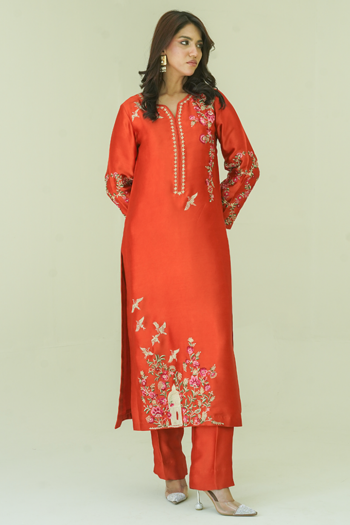 Gul E Noor - Janan - Rust - Pure Sheesha Silk - 3 Piece
