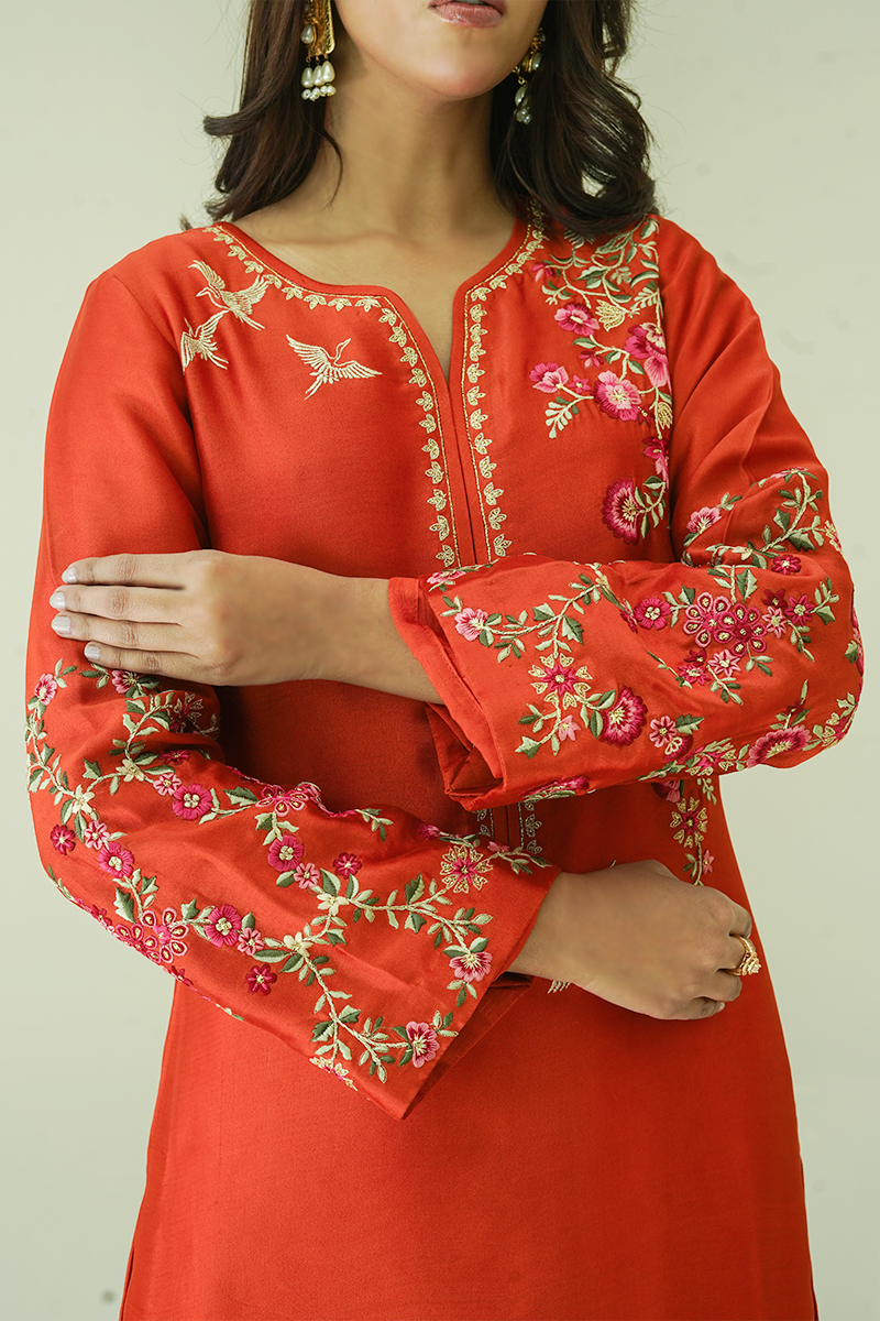 Gul E Noor - Janan - Rust - Pure Sheesha Silk - 3 Piece