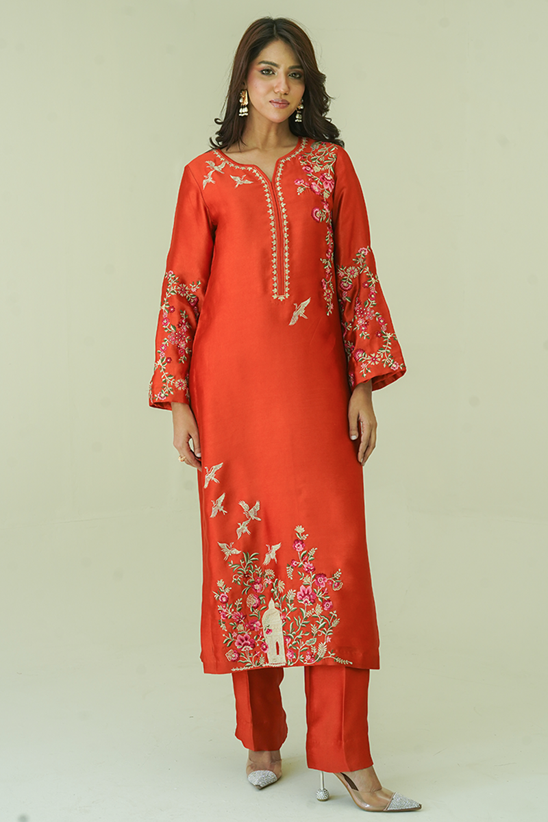 Gul E Noor - Janan - Rust - Pure Sheesha Silk - 3 Piece