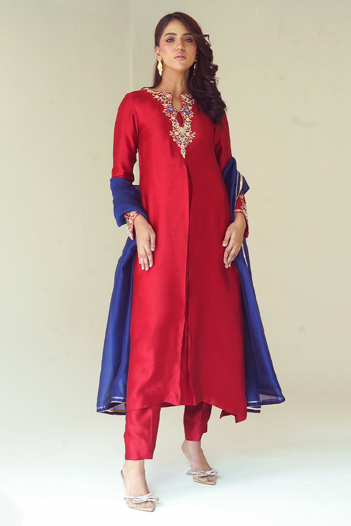 Gul E Noor - Kanzil - Red - Pure Sheesha Silk - 3 Piece