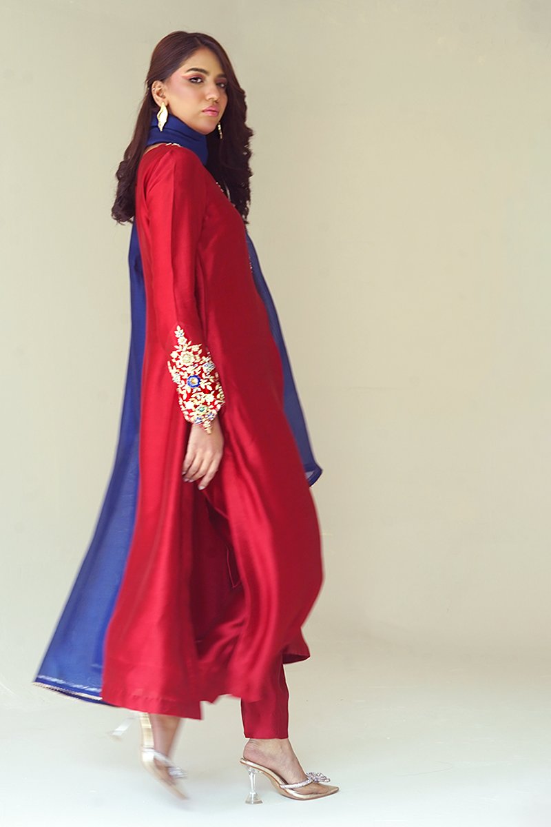 Gul E Noor - Kanzil - Red - Pure Sheesha Silk - 3 Piece