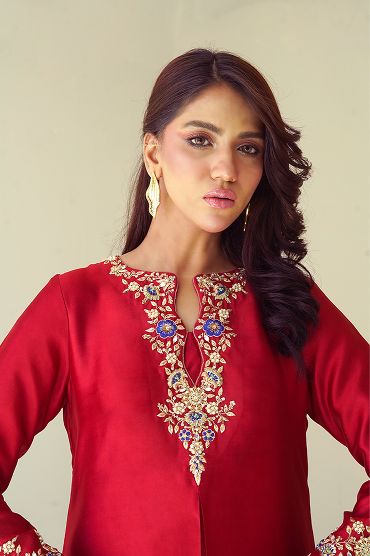 Gul E Noor - Kanzil - Red - Pure Sheesha Silk - 3 Piece