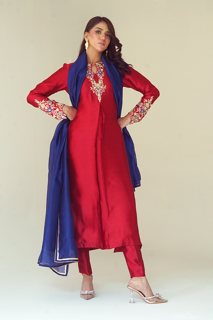 Gul E Noor - Kanzil - Red - Pure Sheesha Silk - 3 Piece