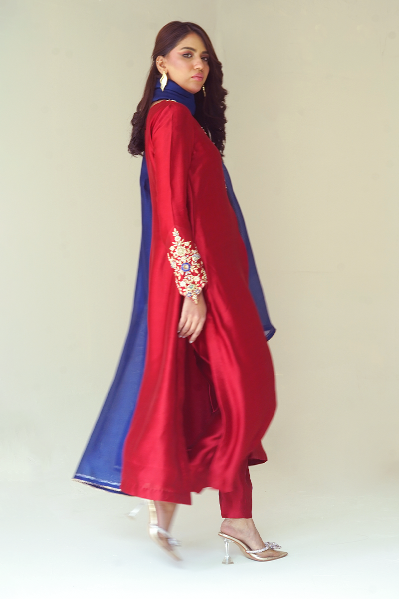 Gul E Noor - Kanzil - Red - Pure Sheesha Silk - 3 Piece
