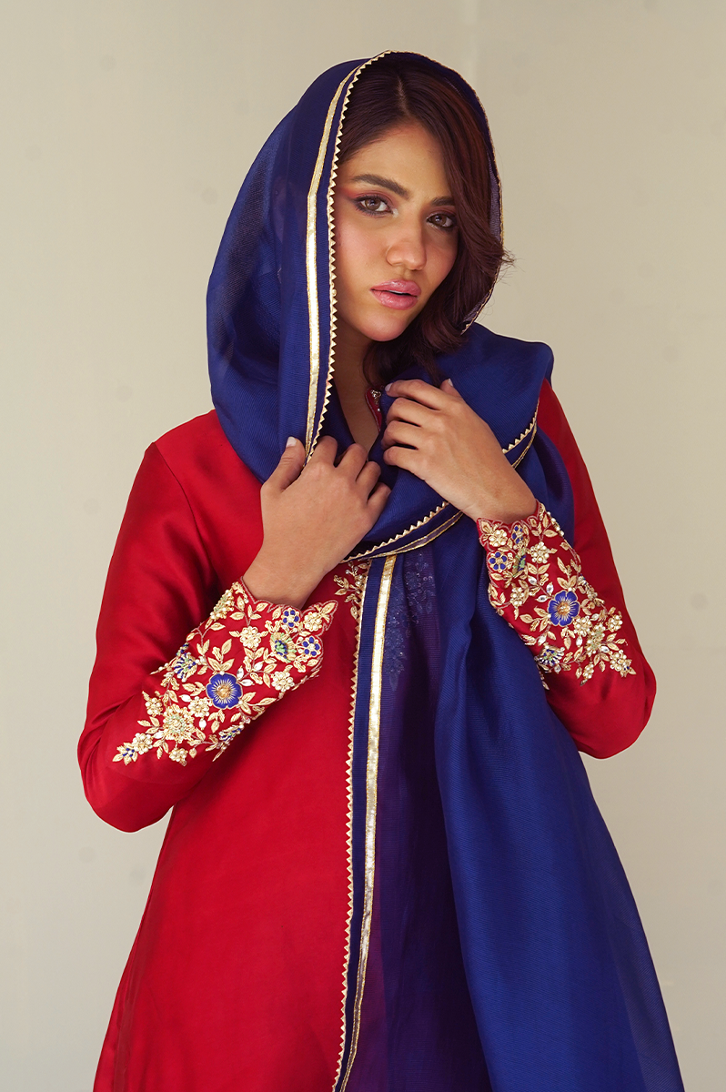 Gul E Noor - Kanzil - Red - Pure Sheesha Silk - 3 Piece