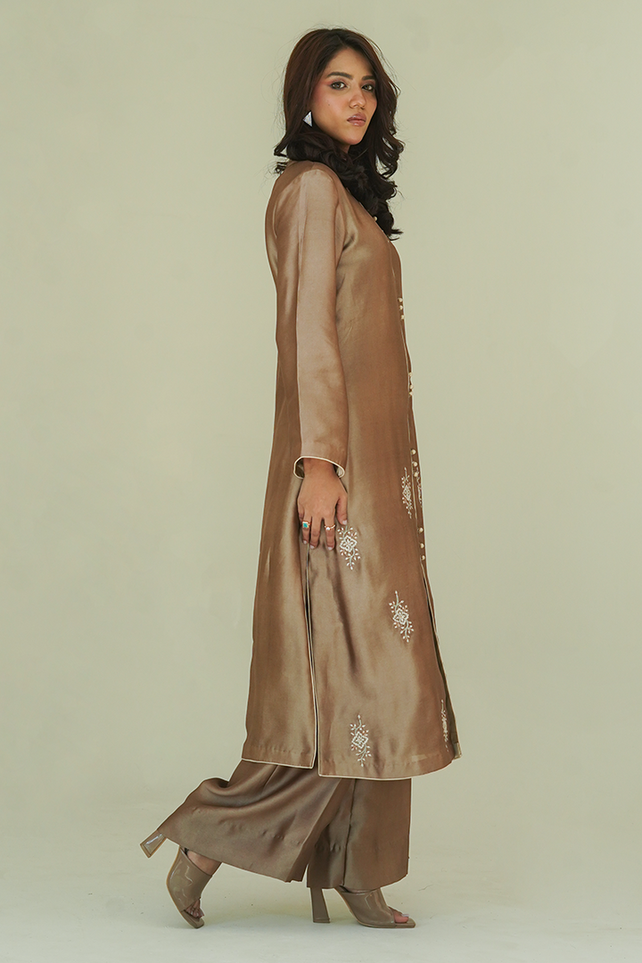 Gul E Noor - Mahi - Brown - Pure Sheesha Silk - 3 Piece
