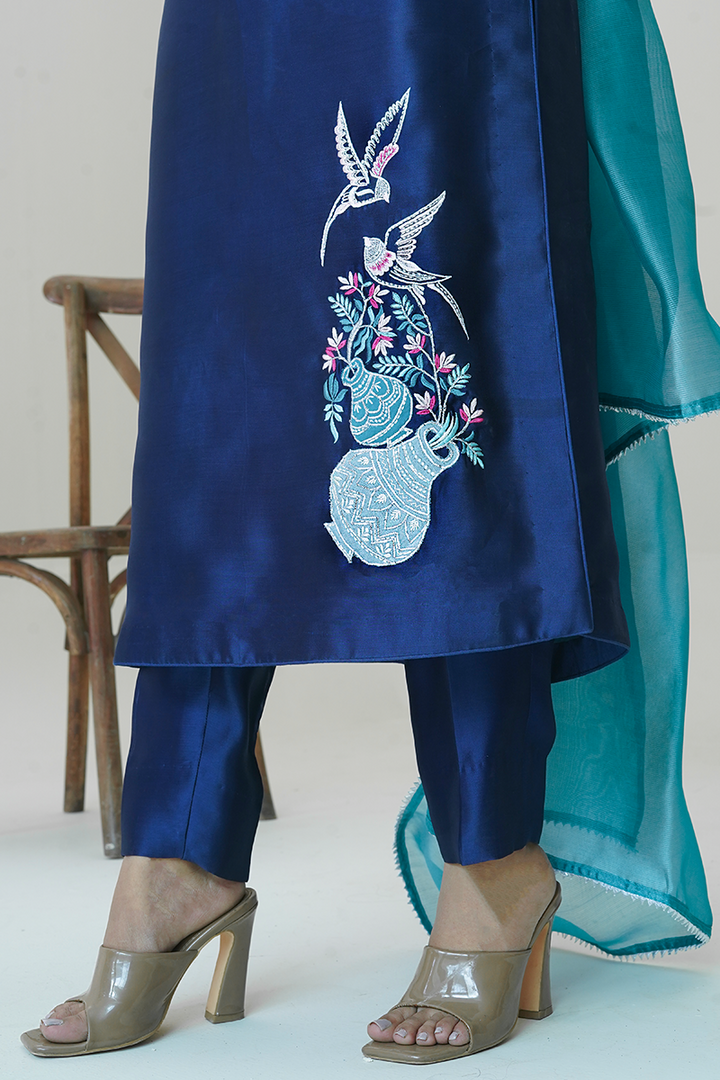 Gul E Noor - Pariwash - Royal Blue - Pure Sheesha Silk - 3 Piece