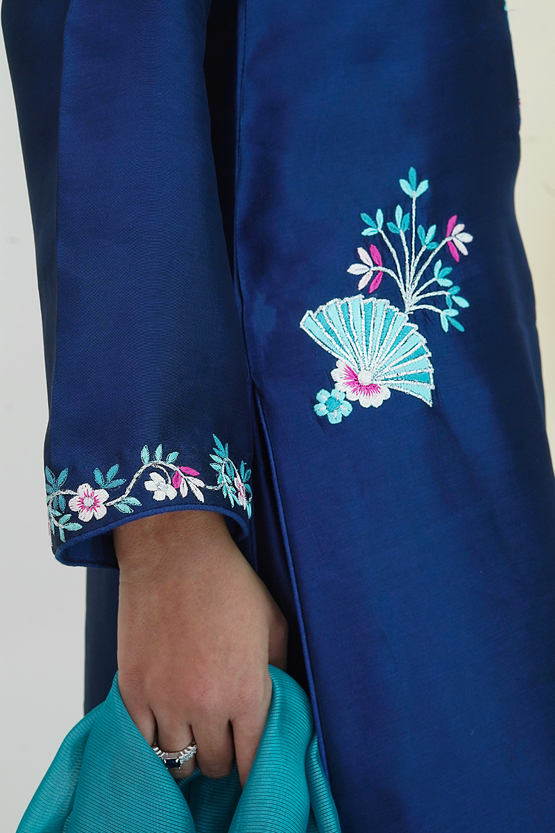 Gul E Noor - Pariwash - Royal Blue - Pure Sheesha Silk - 3 Piece