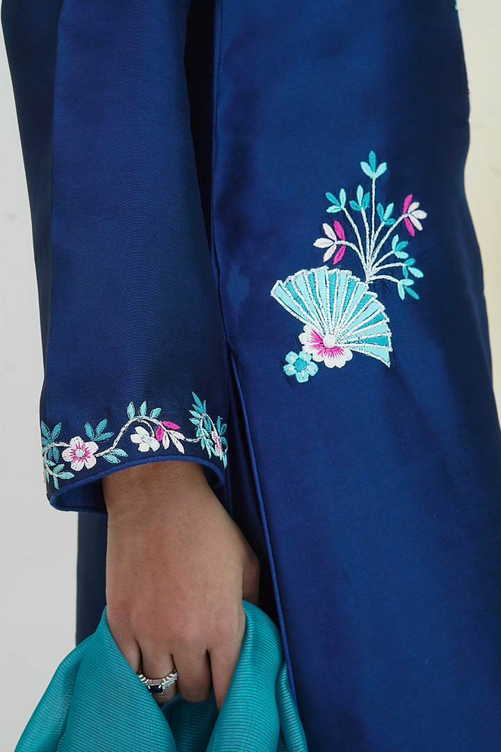 Gul E Noor - Pariwash - Royal Blue - Pure Sheesha Silk - 3 Piece