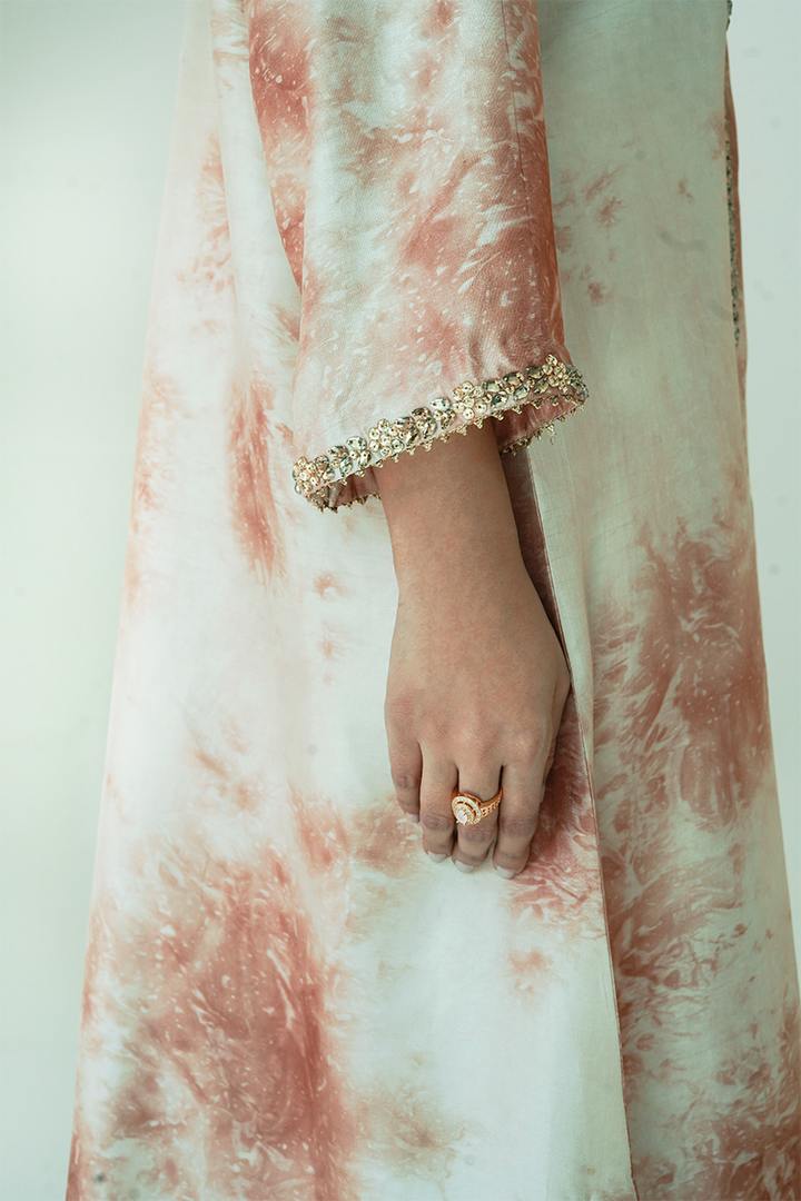 Gul E Noor - Pearl Gold - Beige and Brown - Butter Silk - 2 Piece