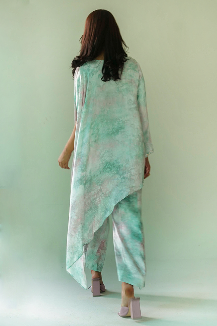 Gul E Noor - Pearl Hue - Pink Green grey - Butter Silk - 2 Piece