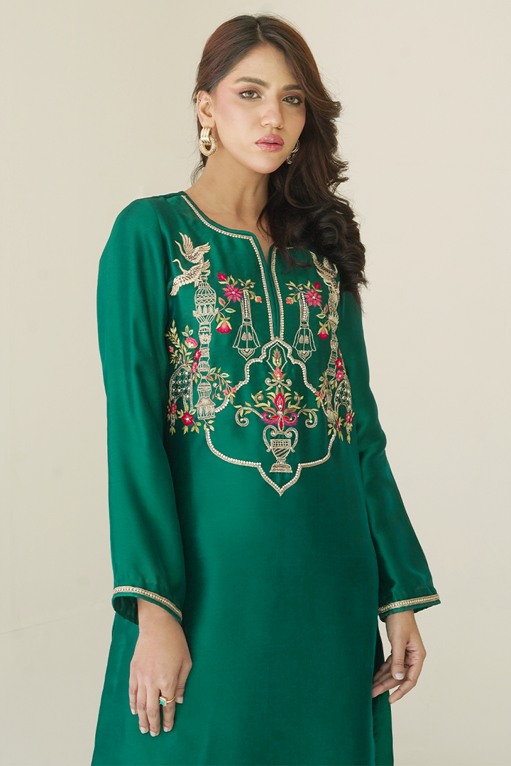 Gul E Noor - Tanish - Green - Pure Sheesha Silk - 3 Piece