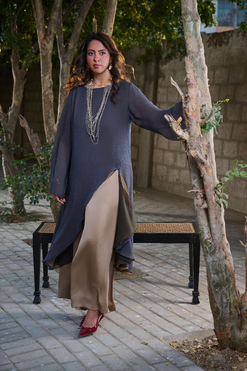 Gulabo - Blended Layla Set For Women - Grey / Brown - 2 Piece