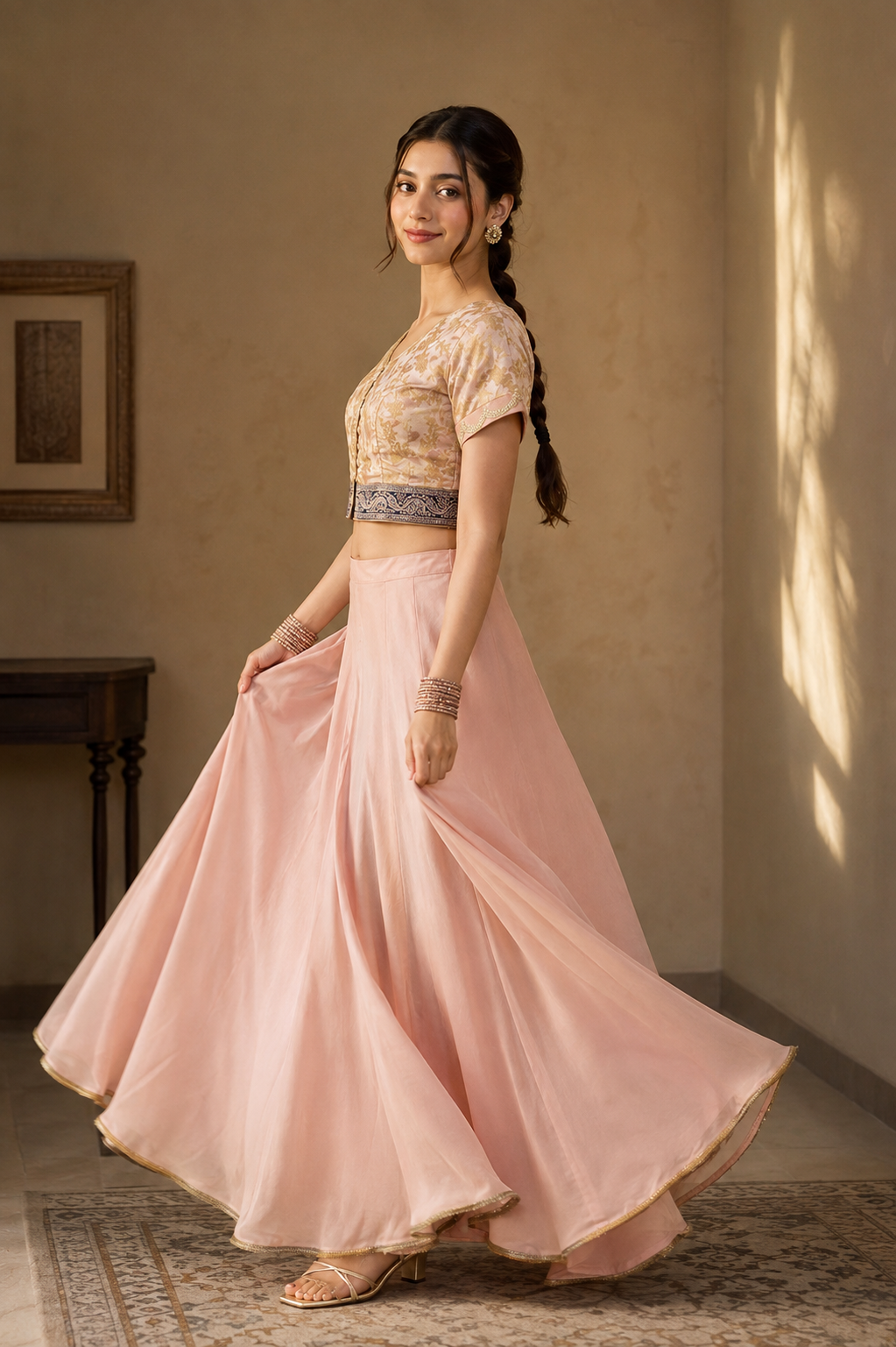 Gulabo Mehr Lehnga choli Pink 2 Piece