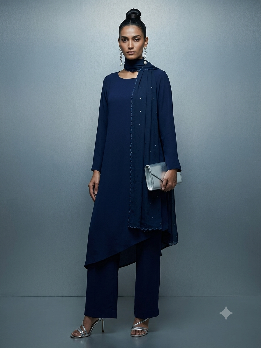 Gulabo Midnight Veil Suit Blue 3 Piece