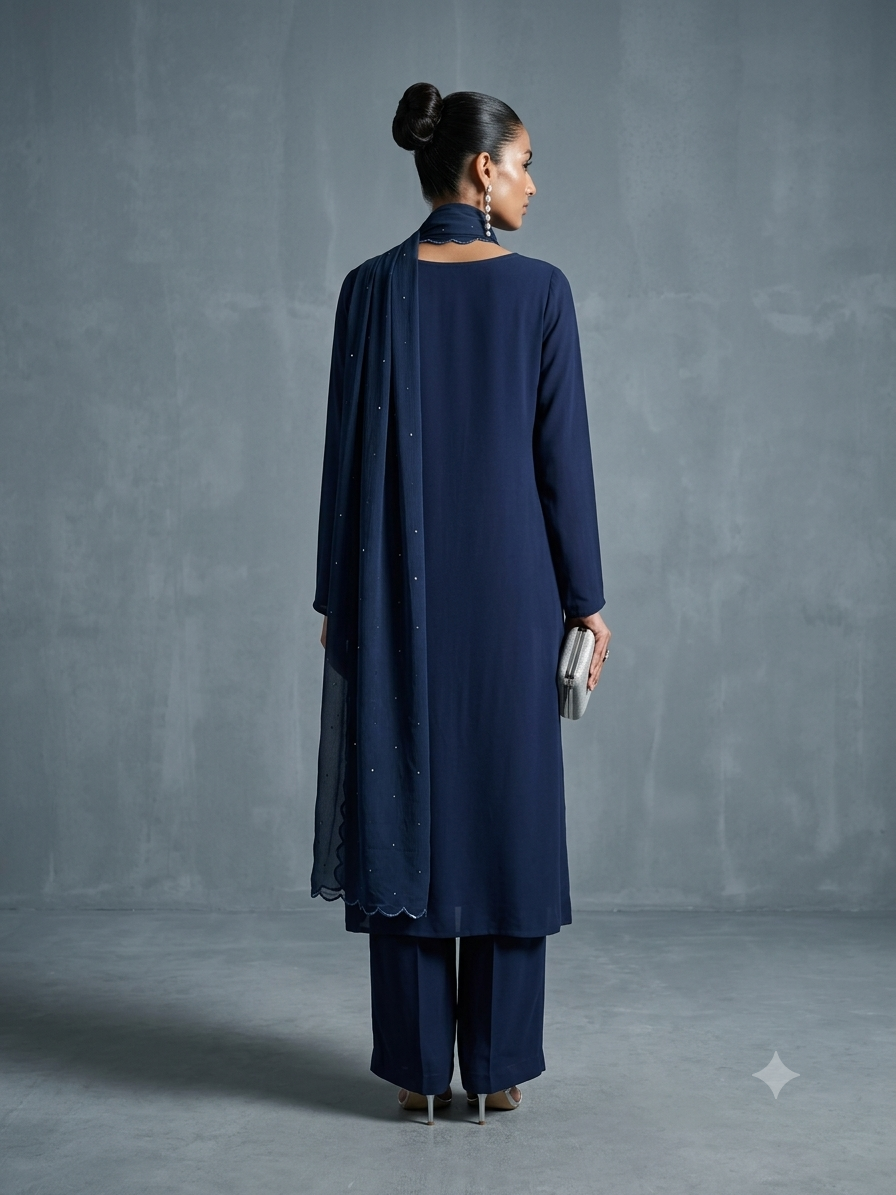 Gulabo Midnight Veil Suit Blue 3 Piece