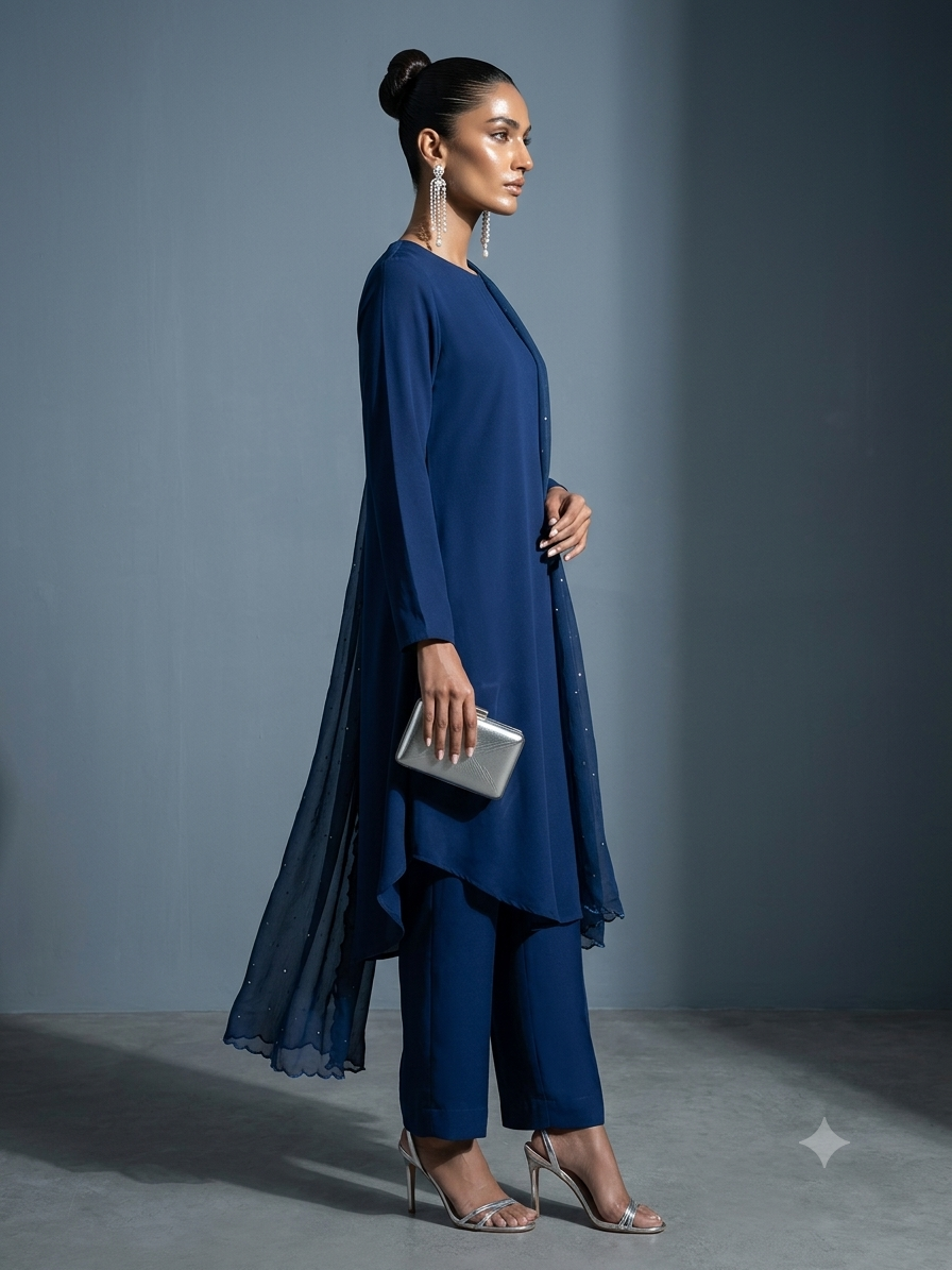 Gulabo Midnight Veil Suit Blue 3 Piece