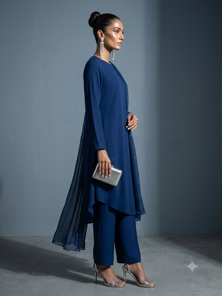 Gulabo Midnight Veil Suit Blue 3 Piece