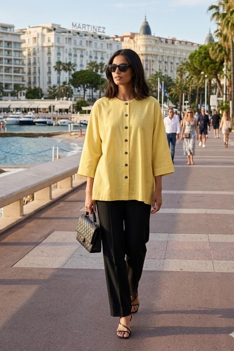 Gulabo - Pure Cotton Sunny Co-Ord Set For Women - Yellow Black - 2 Piece