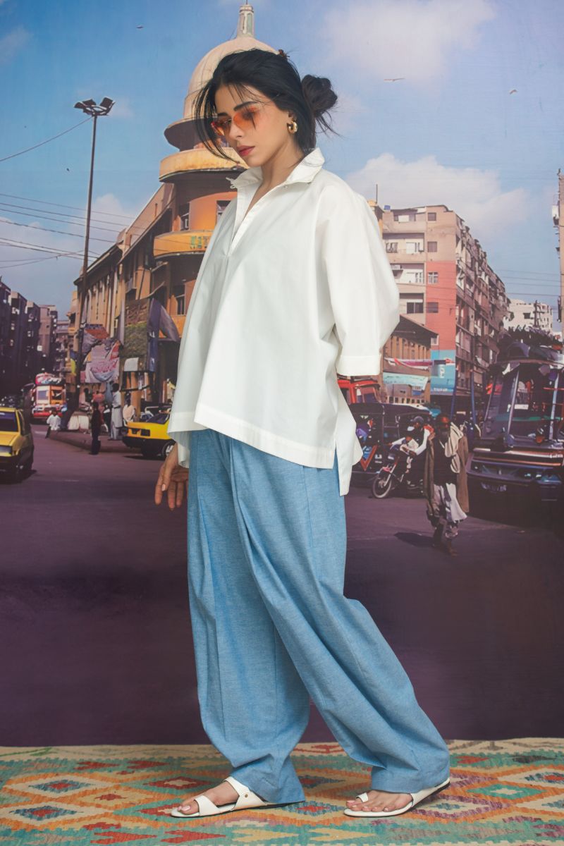 Gulabo - SHALWAR PANT DENIM - Denim Blue - 100% Cotton Denim - 1 Piece