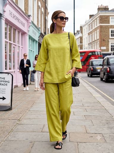 Gulabo - Vedant Cotton Irish Co-Ord Set For Women - Olive Green - 2 Piece