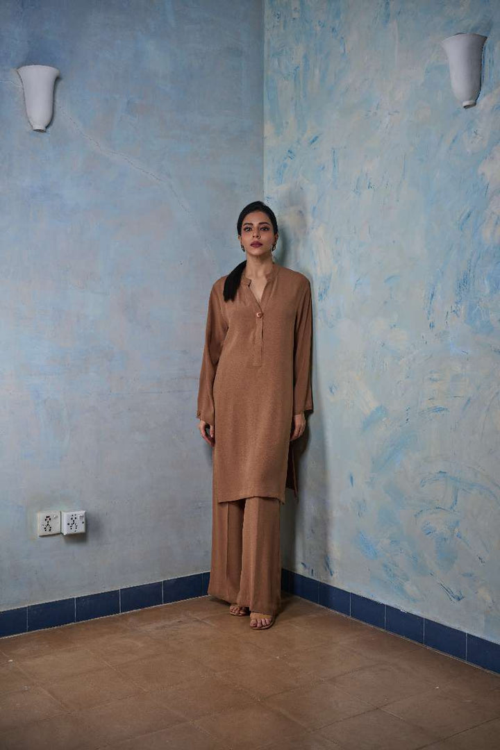 Gulabo - Toffee - Blended Heavy Crepe - Coffee Brown - 2 Piece