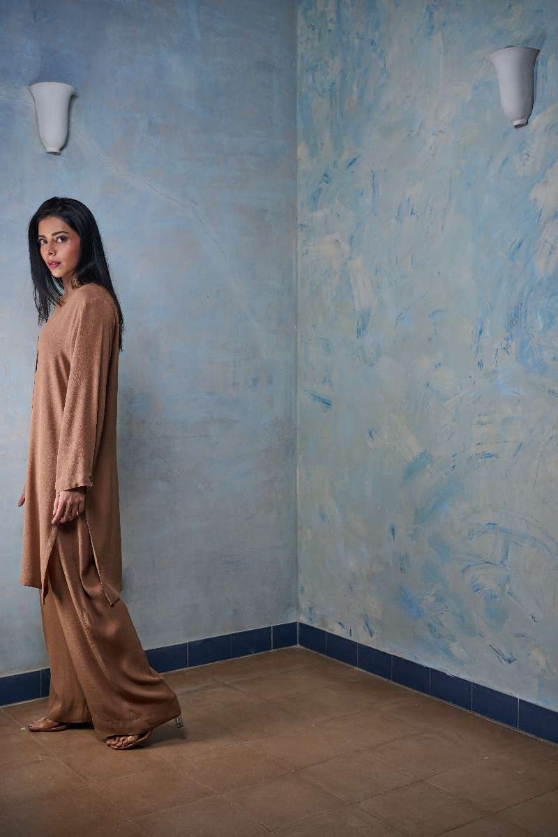 Gulabo - Toffee - Blended Heavy Crepe - Coffee Brown - 2 Piece