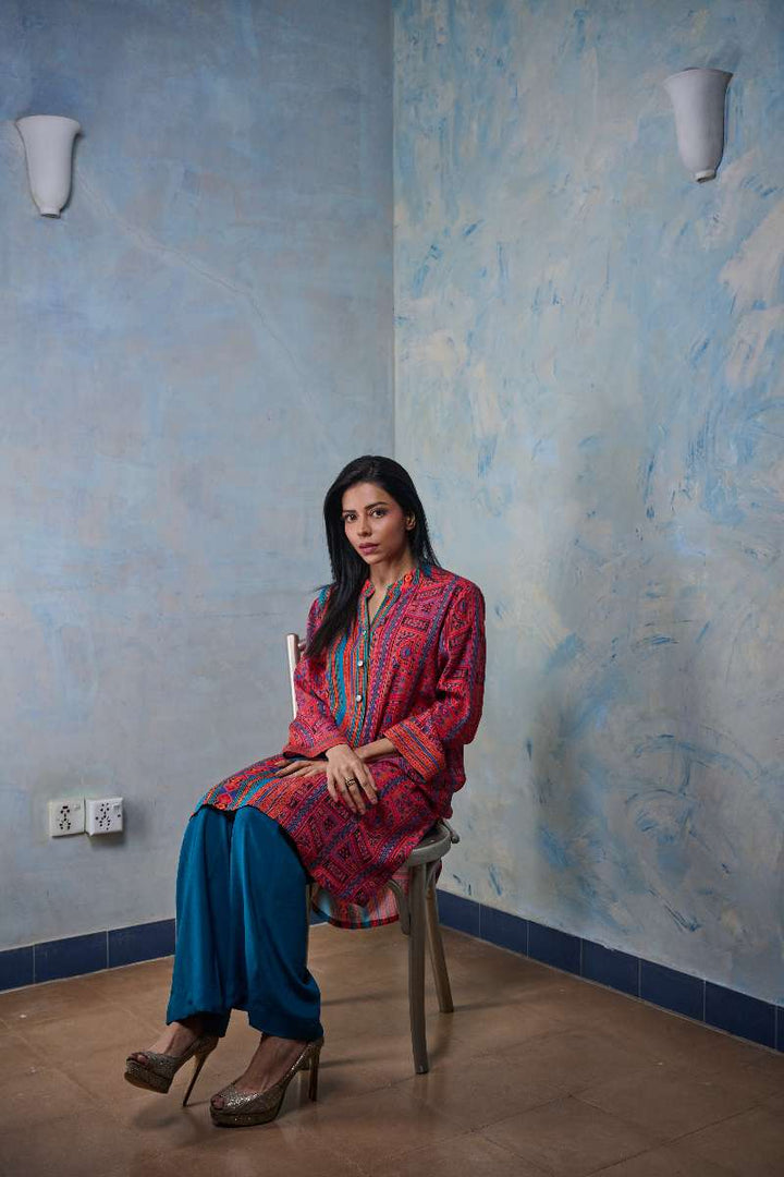 Gulabo - Prism - Blended Heavy Crepe - Red/Blue - 2 Piece