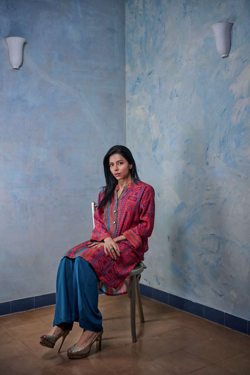 Gulabo - Prism - Blended Heavy Crepe - Red/Blue - 2 Piece