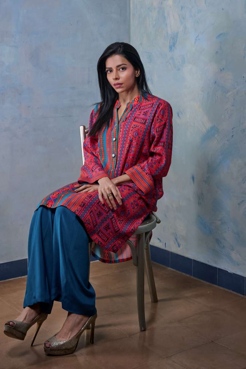 Gulabo - Prism - Blended Heavy Crepe - Red/Blue - 2 Piece