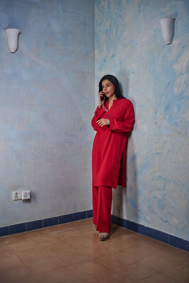 Gulabo - Poppy - Blended Heavy Crepe - Red - 2 Piece