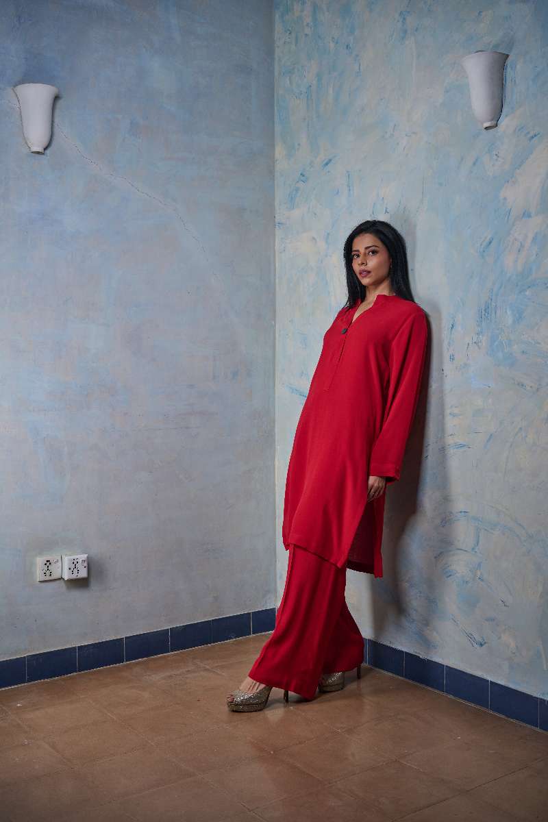 Gulabo - Poppy - Blended Heavy Crepe - Red - 2 Piece