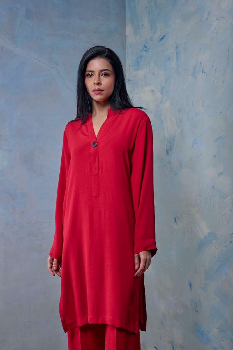 Gulabo - Poppy - Blended Heavy Crepe - Red - 2 Piece