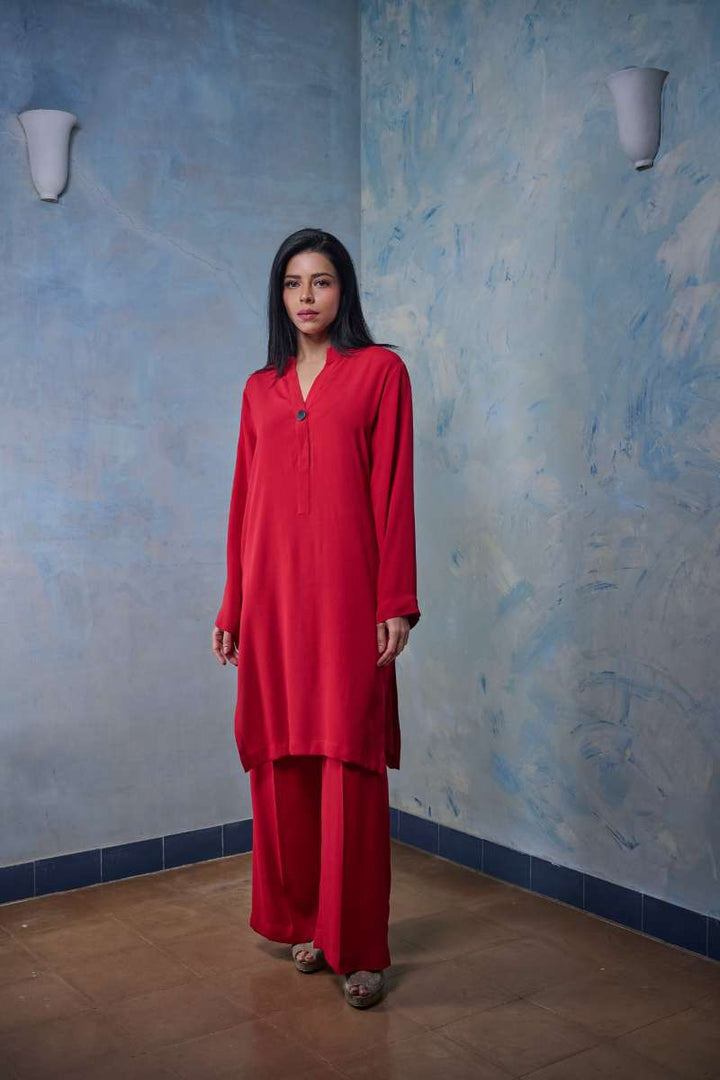 Gulabo - Poppy - Blended Heavy Crepe - Red - 2 Piece