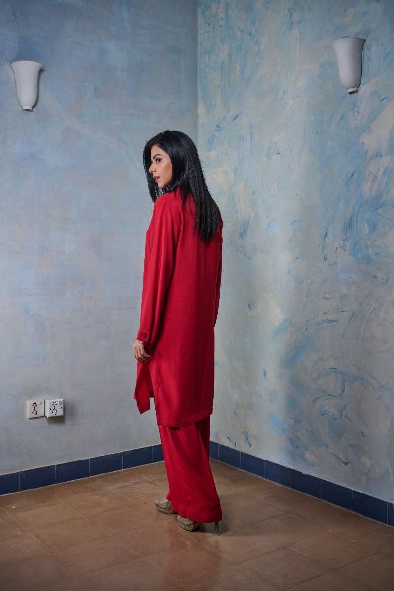 Gulabo - Poppy - Blended Heavy Crepe - Red - 2 Piece